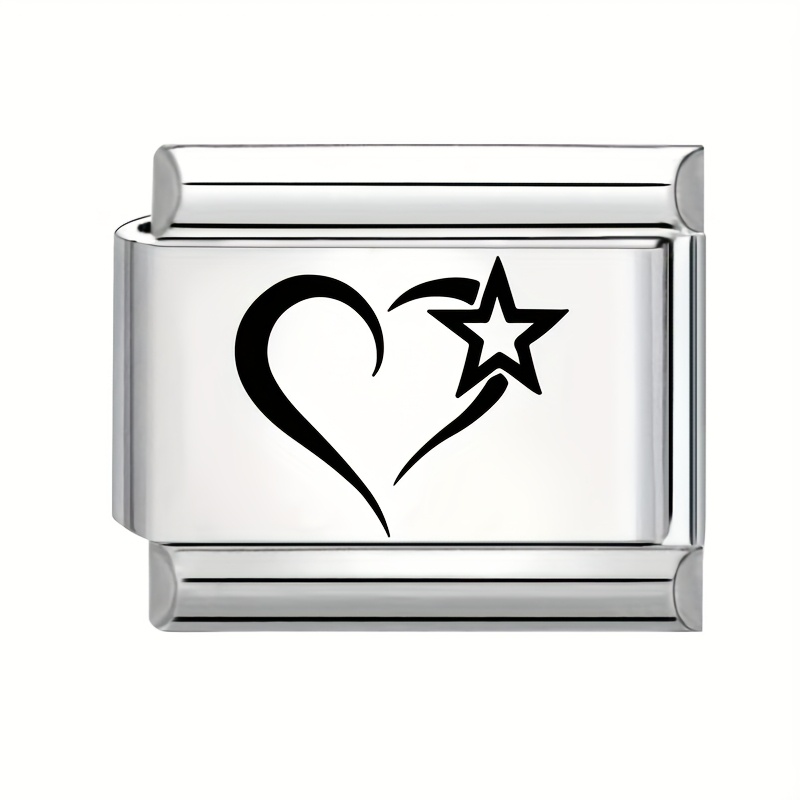 TEMU 1pc Black And White Engraved Style Fashion Jewelry, Cartoon Cute Retro All-match Planet Meteor Heart Pattern Carved Bracelet Necklace Accessory,