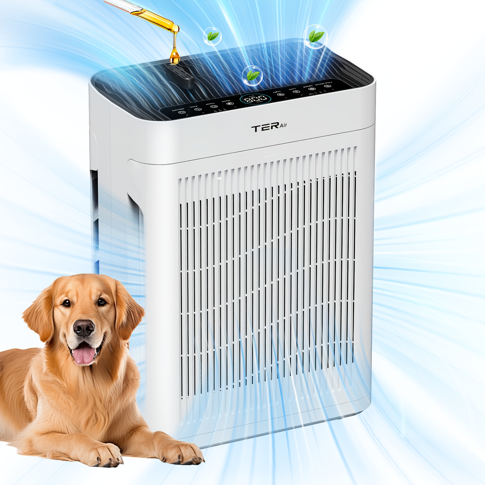 TEMU Home For Large Rooms, , Air Quality Display, 22db Quiet , , Coverage Up To 1295 Sq. Ft. With 2x Purification & 360&deg; Airflow