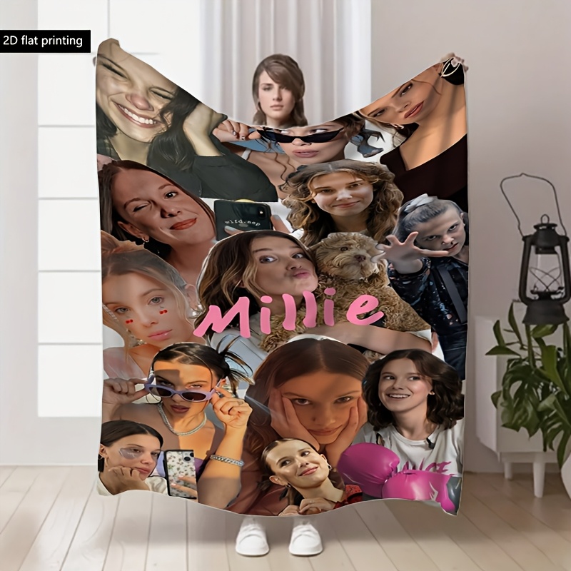 TEMU 1pc Of Printed Flannel Blanket - Suitable For Bed, Sofa, Loveseat, Travel, Camping, Queen Blanket, Family Blanket, For , Father, Mother,