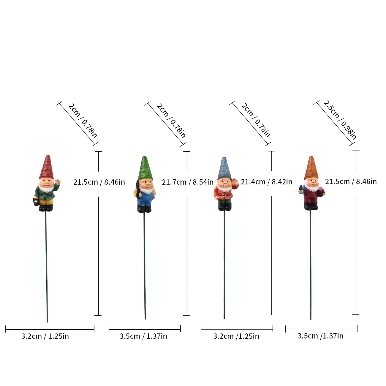 TEMU Ensemble de 4 statues d'elfes phosphorescentes en résine pour l'extérieur, piquets de jardin fluorescentes de gnome et de pour décor de pot de
