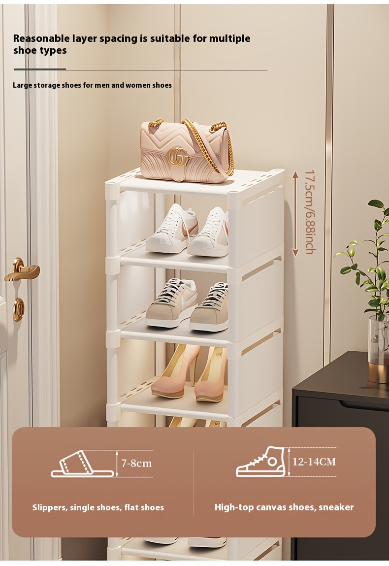 vertical narrow high shoe rack suitable for front door entrance 7 layer sturdy metal shoe rack storage rack suitable for closet entrance 4 7 pairs of shoes and boots storage rack space saving stackable shoe rack details 7