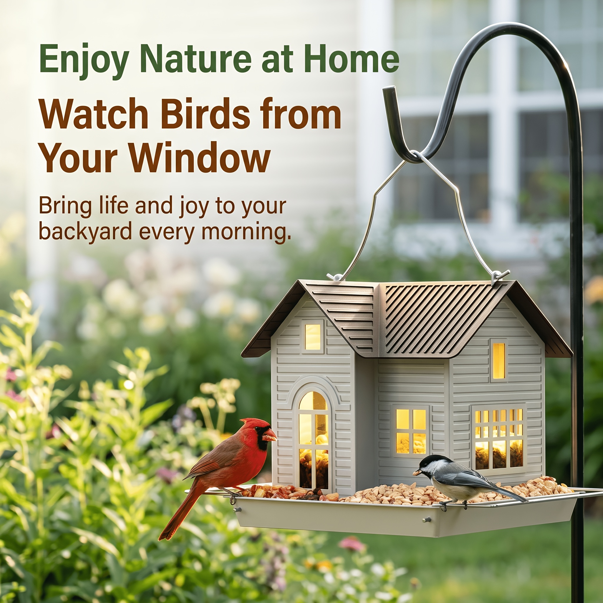 Solar Bird Feeder Outdoor, Wild Bird Feeding Station,   Hanging In Natural Settings, Bird Feeder Stand, IPX3 Weatherproof Design, Ideal for Decorating Gardens, Patios, Or  , Halloween Decoration, Christmas Gift