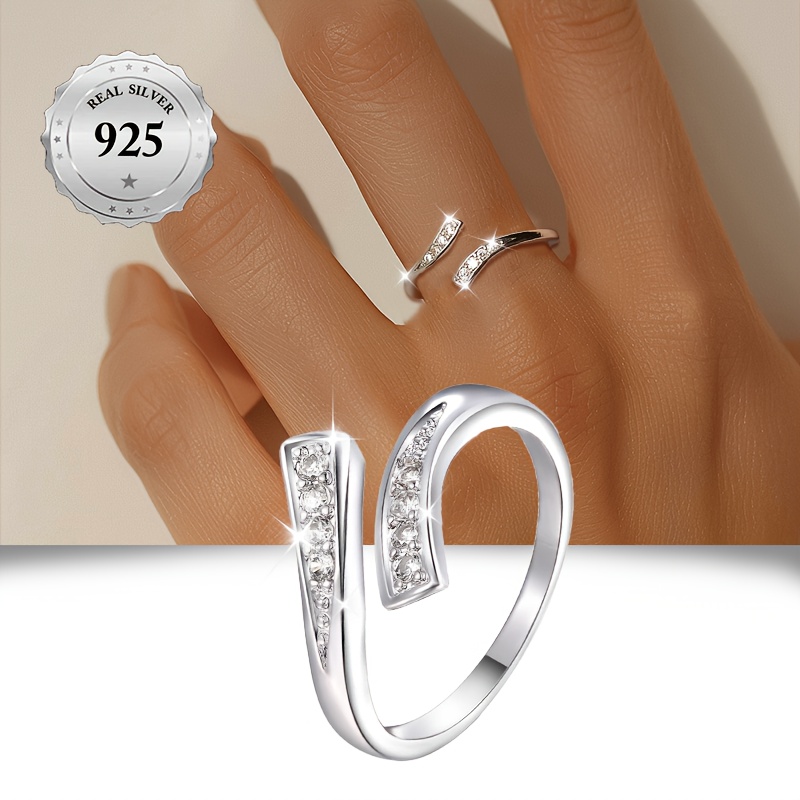 Women's Open Ring Infinity Loop CZ Bling 925 Sterling Silver