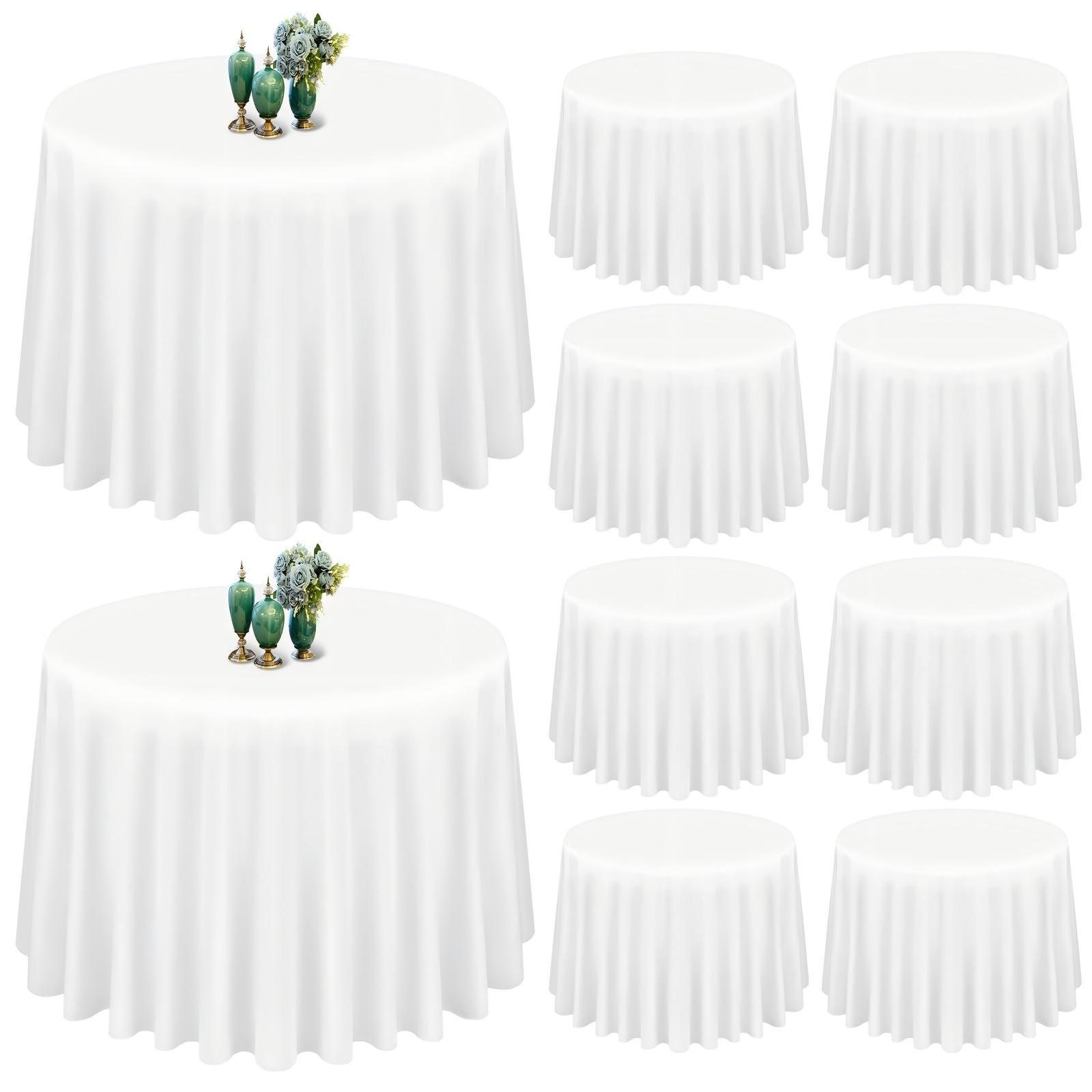 Image of Showgeous 10-pack Round Tablecloths - 90-inch Polyester Tablecloths, Washable Fabric Table Cover For Weddings, Banquets, Restaurants, Buffets, Parties, And Camping