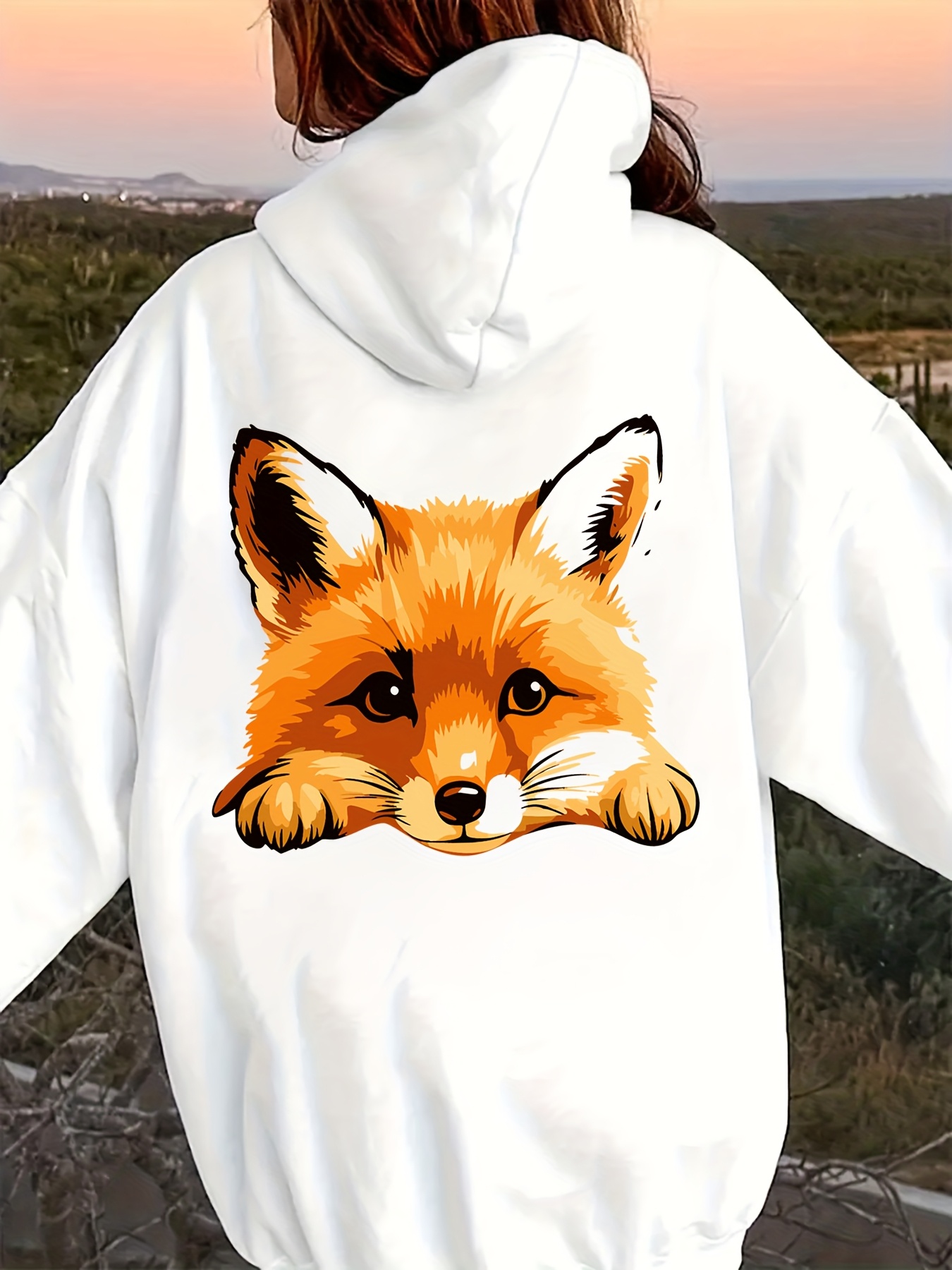 White Kitsune Sweatshirt Japanese Kitsune Hoodie, White Fox