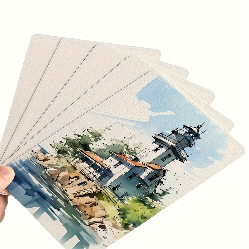 

50- Watercolor Paper Cards, 300gsm Thick Blank Art Cards For Drawing & Painting, Assorted Shapes: Square, Round, Rectangle, High-quality Postcard Size & Message Cards