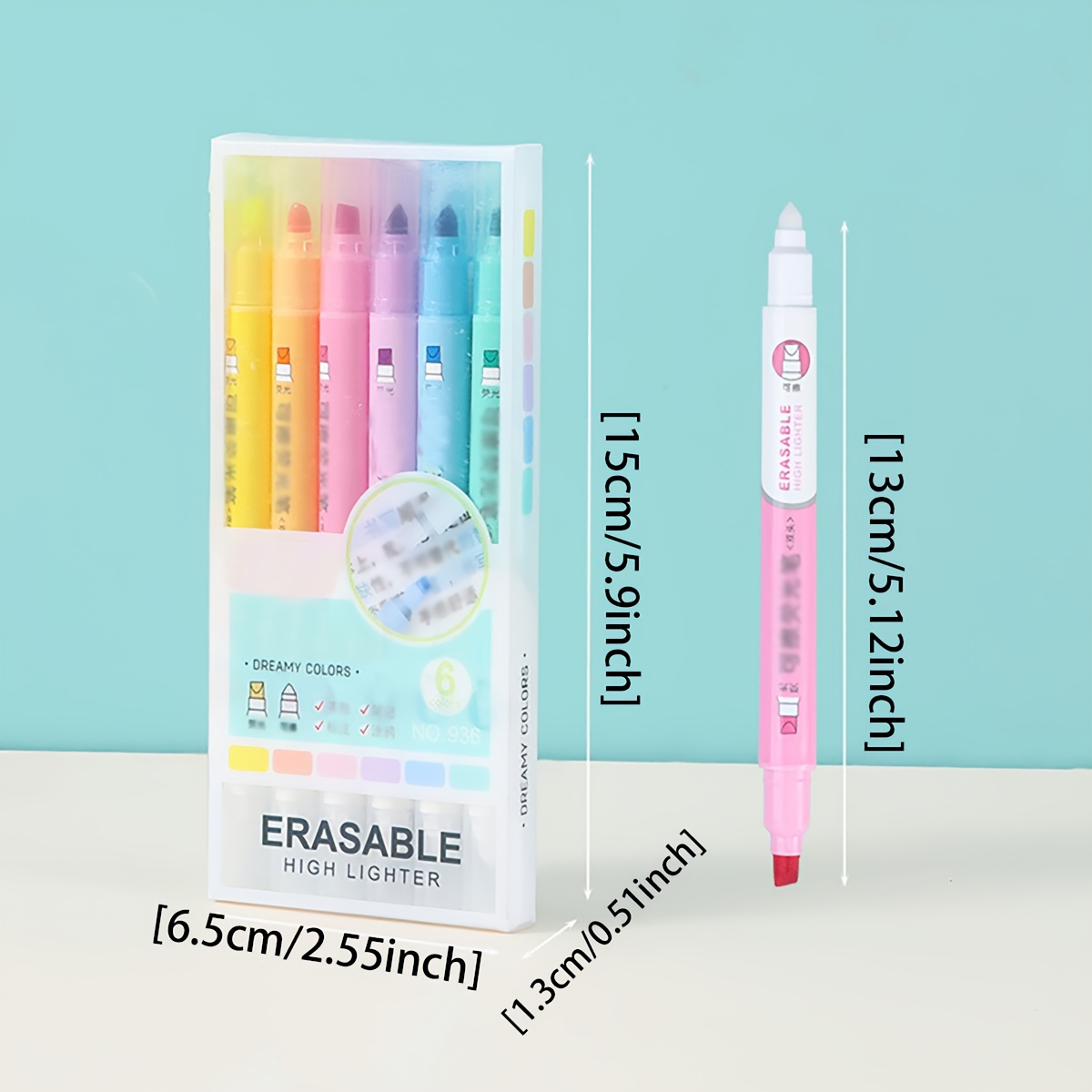 6pcs Set Of Erasable Highlighters, Creative Colorful Doodle Journal Markers For Students, Highlighters For Journal Marking, Student Office/school Supplies