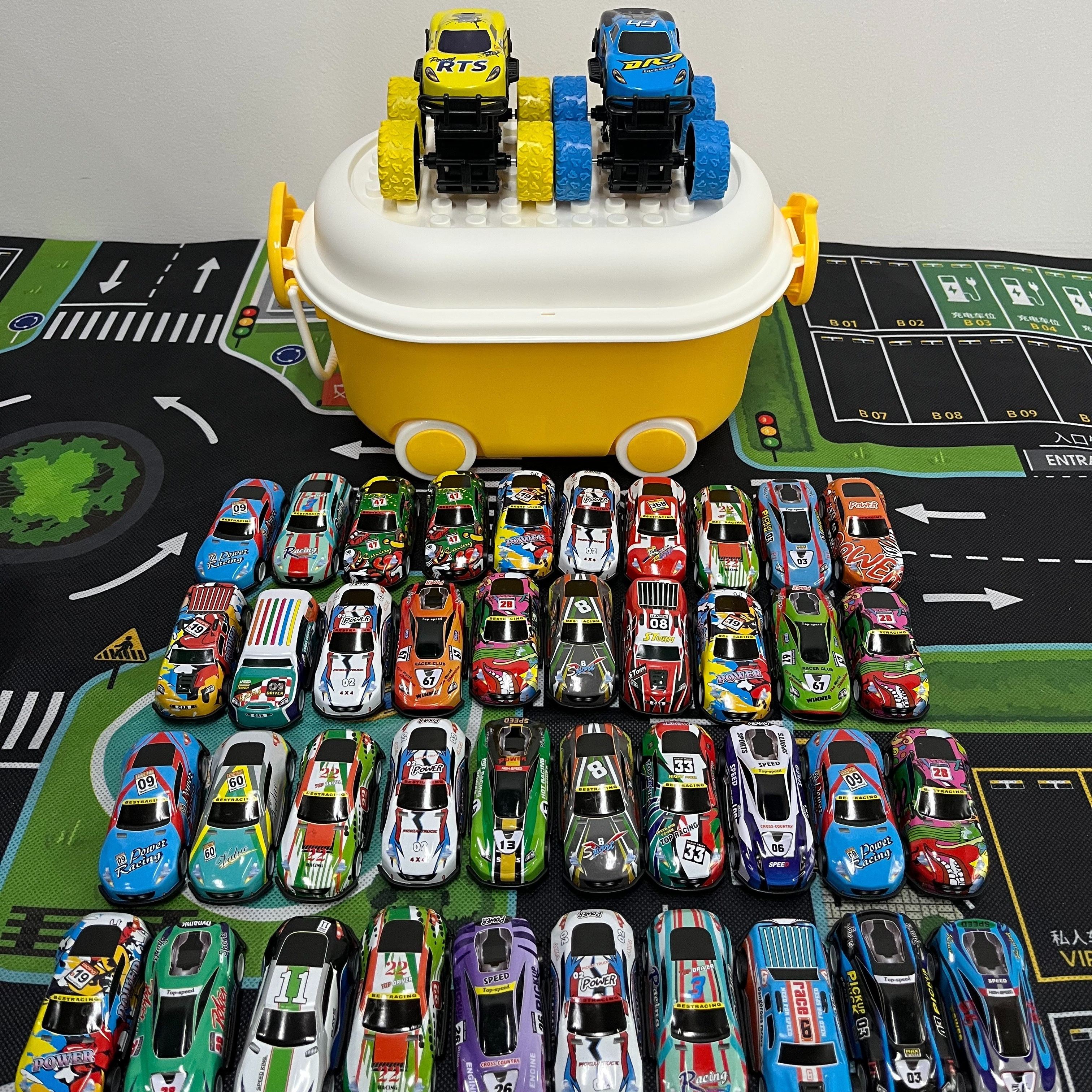 

42pcs Alloy Toy Car, Pull Back Car Toy Set, Mini Racing Vehicle Toy Model With Storage Box, Monster Pull Back Car, Metal Friction Powered Car Toy, Toys For Children Over 6 Years Old, Birthday Gifts