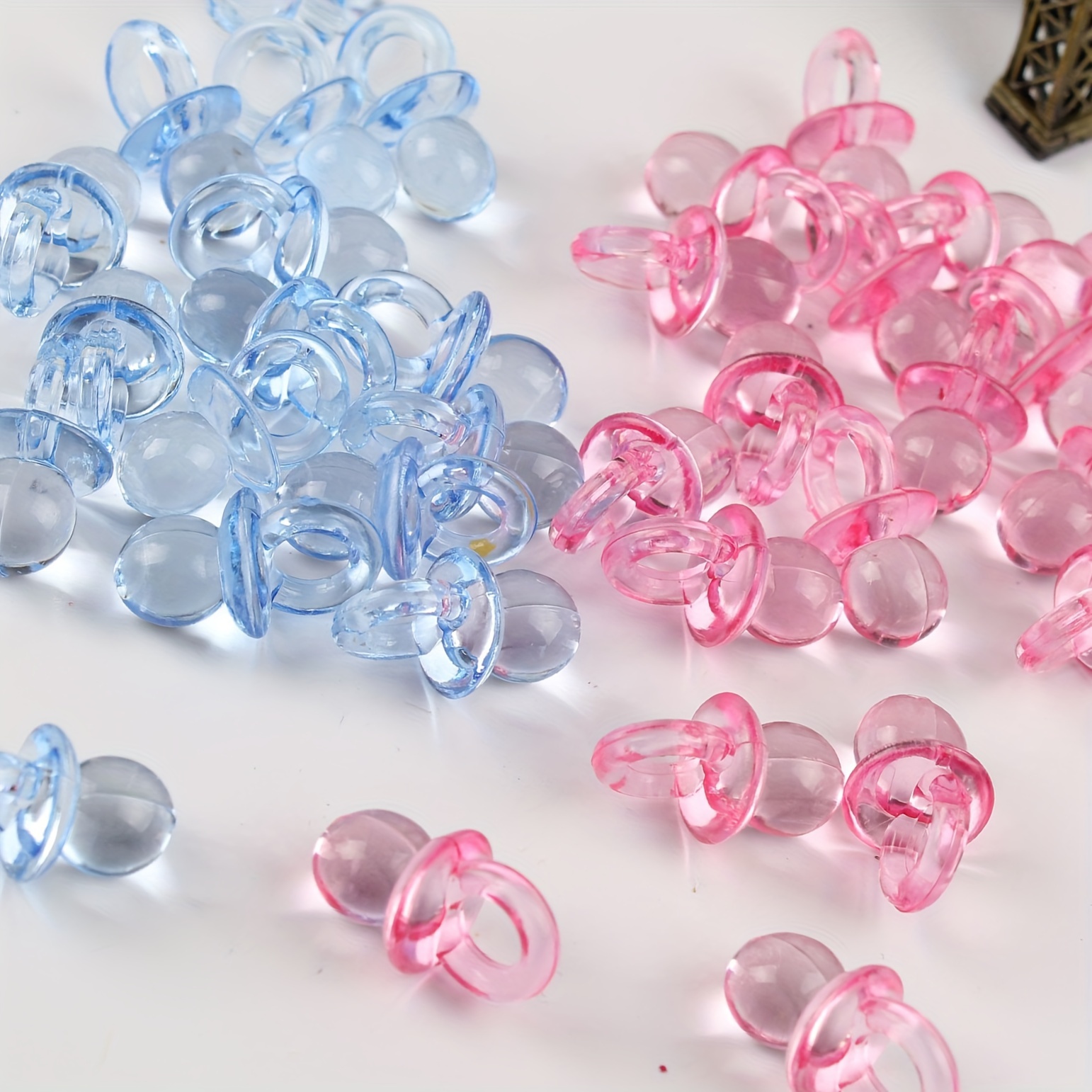 

100pcs Pacifier Charm Pendants For Diy Crafting, Mini Pacifier Decorations For Baby Shower Party Favors, Teen And Adult Crafting Accessories, Assorted Transparent Colors