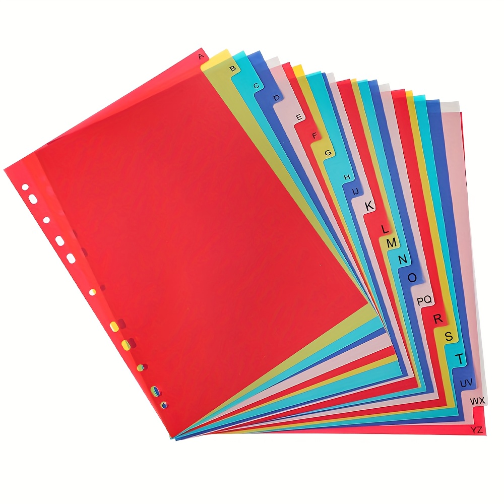 E-shop 10/21 Stück Indexkarten Trenner, 1 Nummer, A-YZ Buchstaben Etiketten Notizbuch Trenner, Geeignet für 2/3/4/11-Ring Ordner