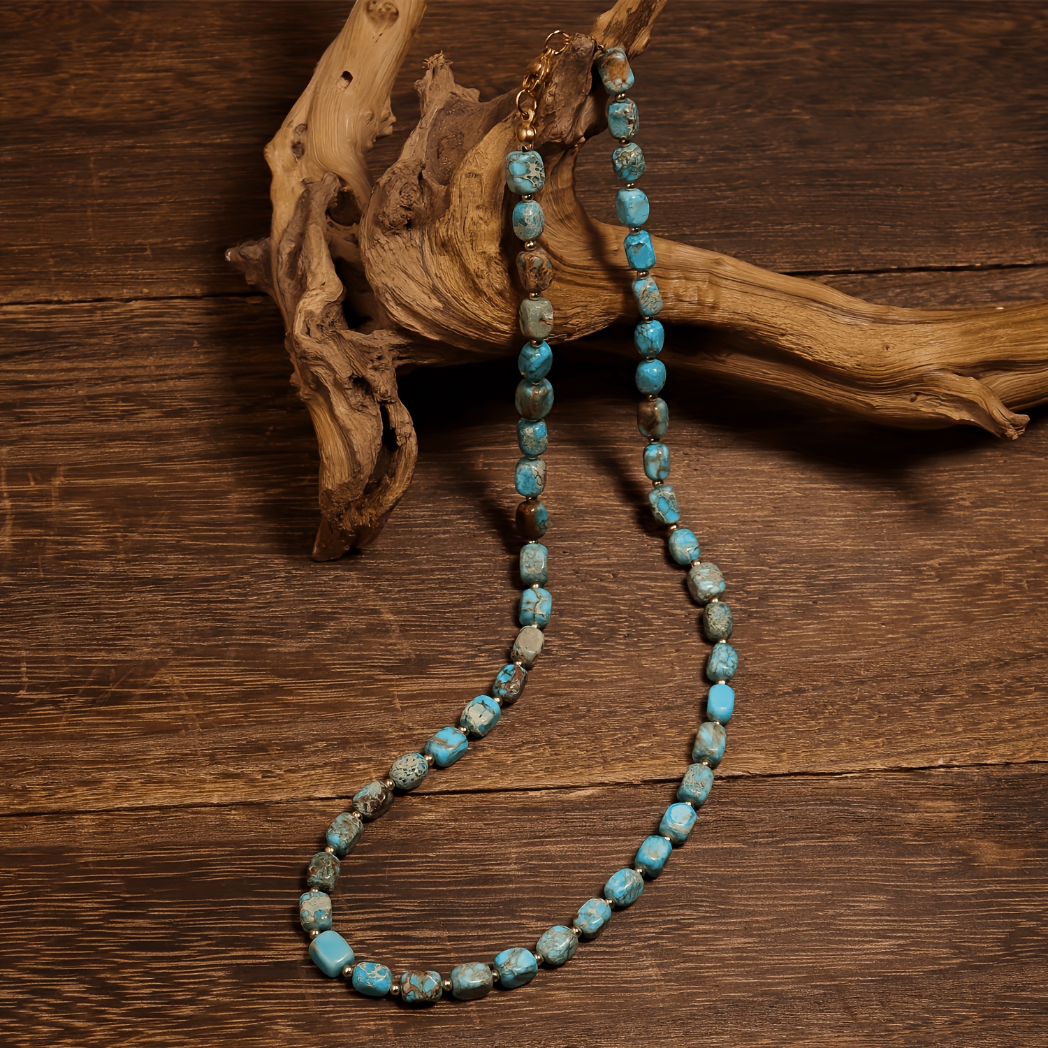 TEMU Minimalist Retro And Elegant Square Sky Blue Natural Stone Necklace, Suitable For Men And Women, Daily | Vacation/summer Fashion Jewelry/men's