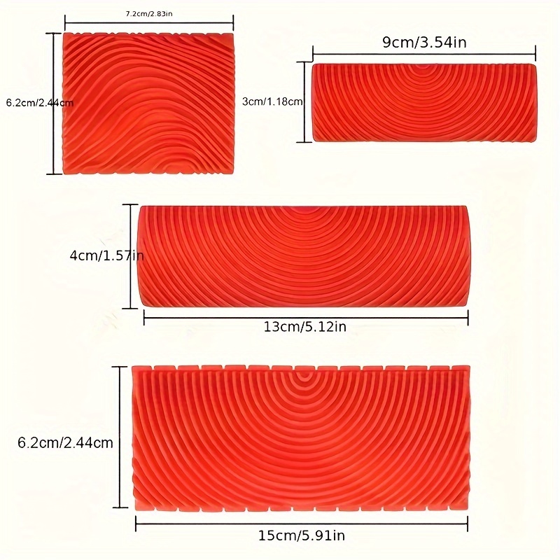 TEMU 4 Pcs Set Of Rubber Graining Rollers For Painting: Wood Grain Texture, Suitable For Home Decoration And Art Embossing