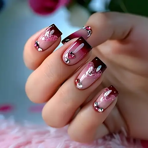 burgundy nails with glitter sold on Temu United States burgundy nails with glitter sold on Temu United States