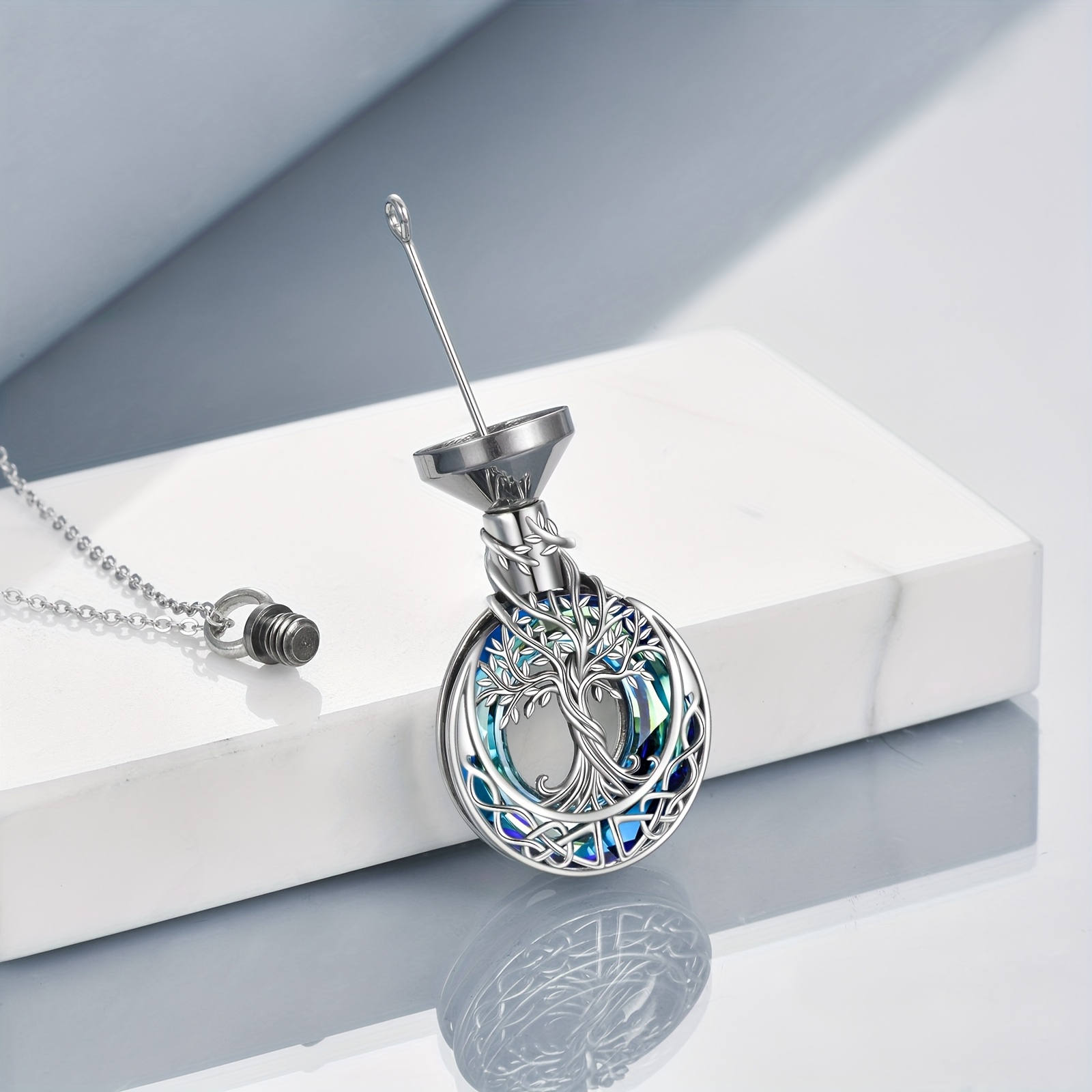 Tree of Life Urn Necklace in S925 Sterling Silver