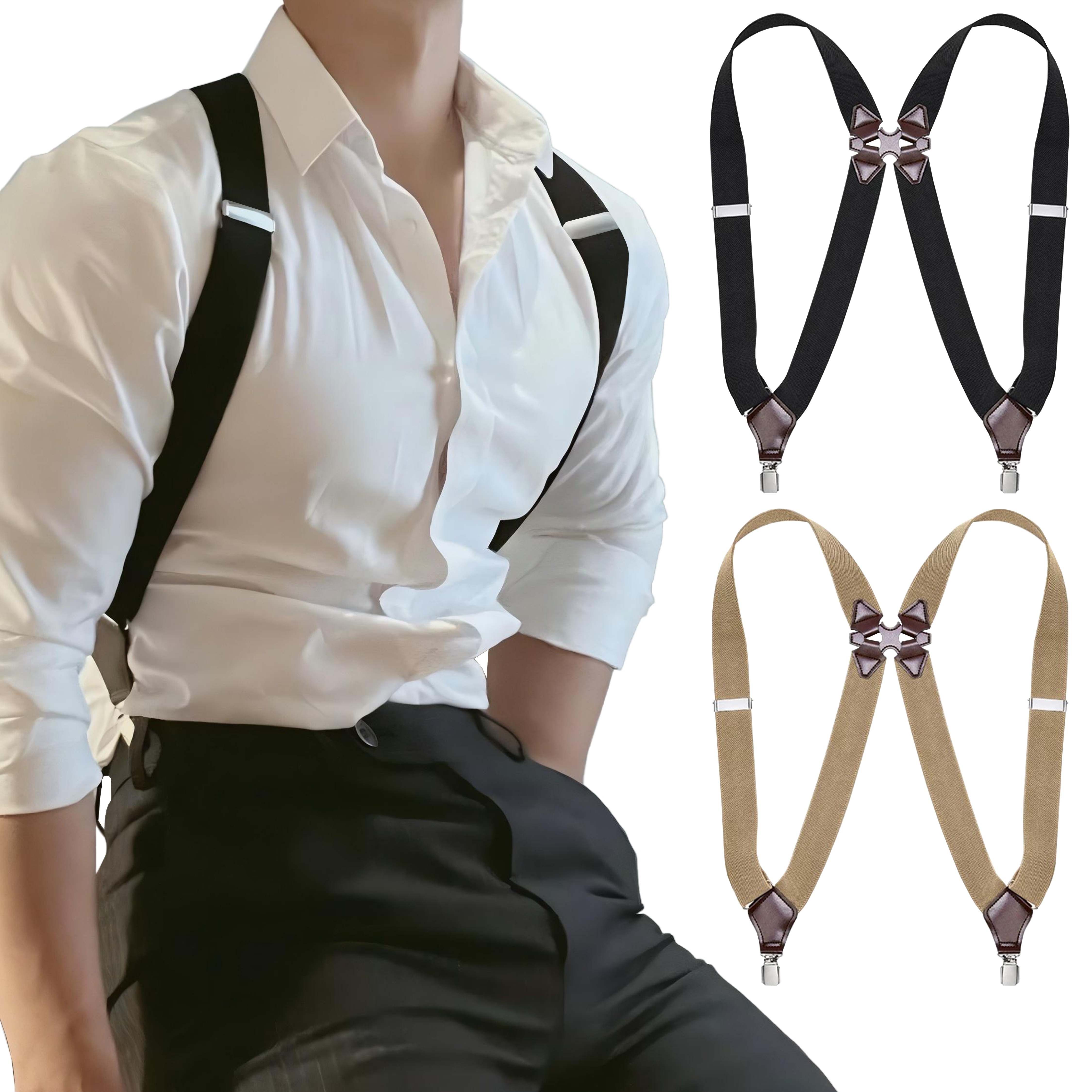 

1pc Stylish Formal Suspenders With Side Clips, Adjustable , Casual Outfits, Formal Events, Vacations, Work