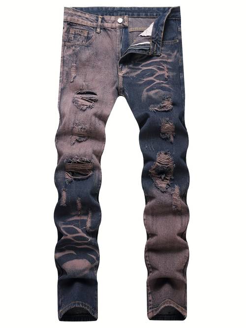 heren blauw- ripped trendy straight-leg jeans uit en amerika
