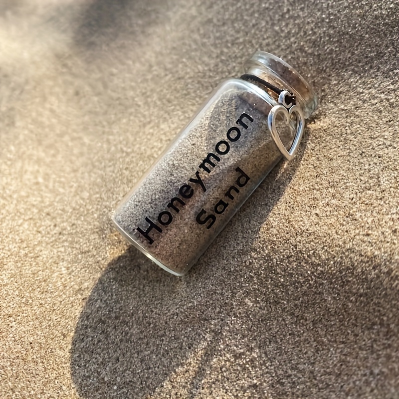 

Honeymoon Sand Bottle Keepsake - Unique Wedding Gift, Bridal Shower Favor, Anniversary Present, Mr. And Mrs. Couple Souvenir - Glass Vial With Metal Heart Charm, No Electricity Required