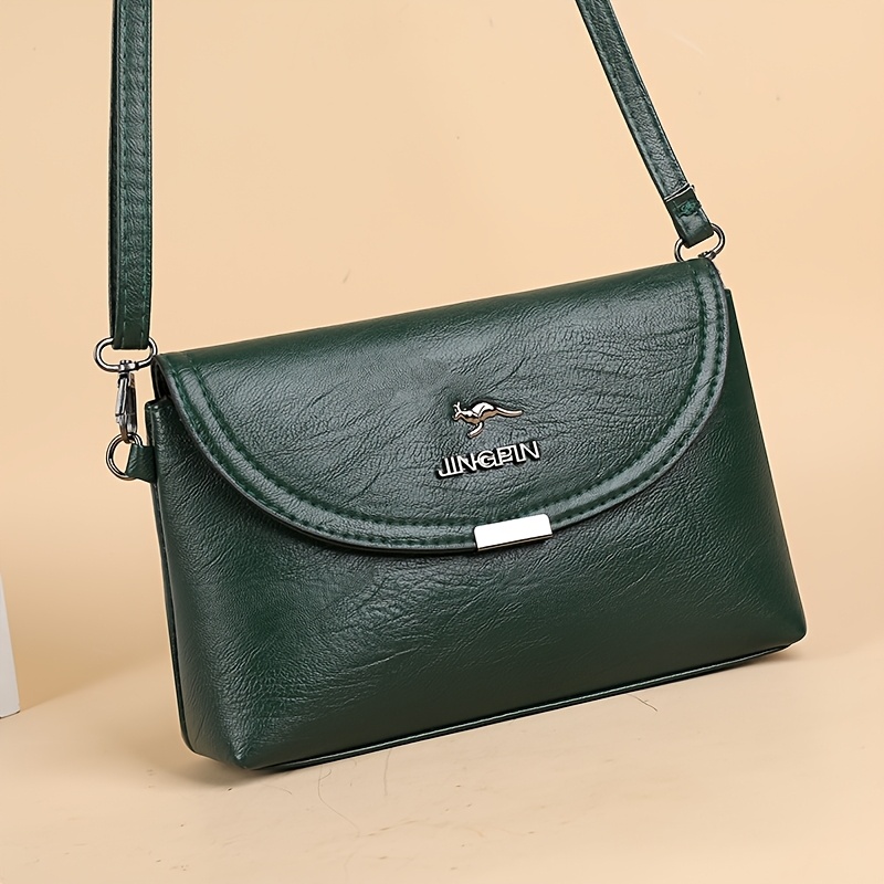 TEMU Borsa a tracolla da donna, stile vintage, senza motivi, materiale PU, chiusura magnetica, tracolla regolabile, in poliestere, disponibile in , e