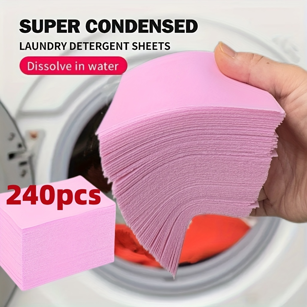 super concentrated laundry detergent sheets powerful decontamination dissolves in water leaves clothes   ideal for   shoes home use laundry detergent sheets   vibrant packaging   pink 240pcs 15