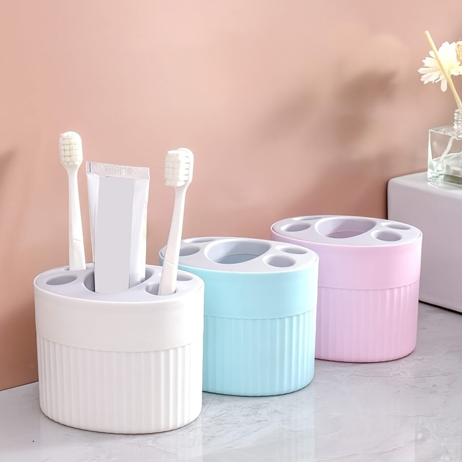 

1pc Plastic Toothbrush Holder, Bathroom Organizer For Toothpaste And Brushes, Desktop Toothbrush Toothpaste Holder