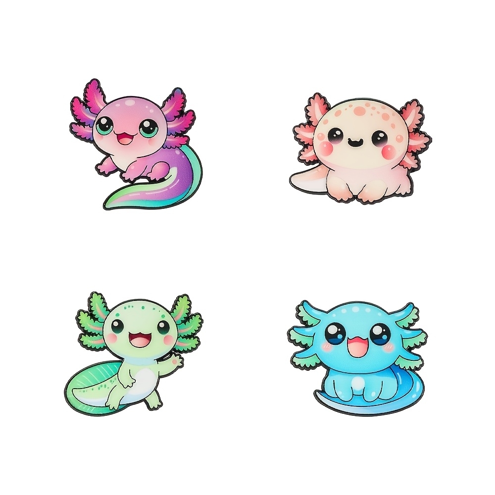 TEMU 4pcs/set Colorful Axolotl Enamel Pin Fashion Decorative Badge Ornaments Lapel Bag Badges Gifts,christmas Gift