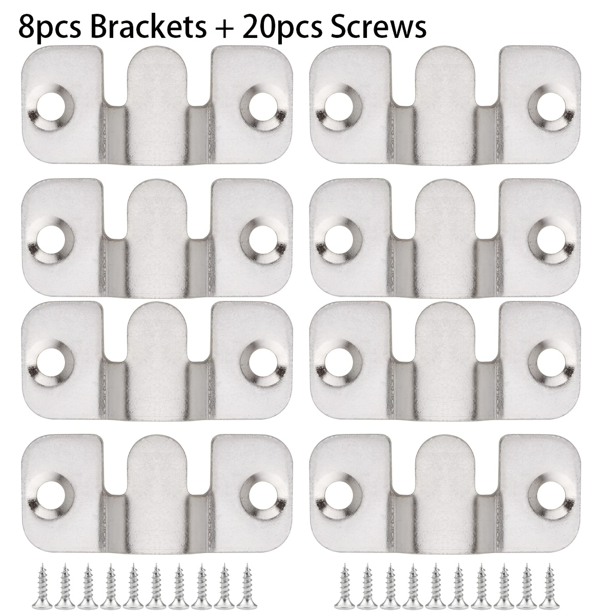 TEMU 28pcs Heavy-duty Mounting Bracket Set (8 Brackets + 20 Screws) Flush-mount Brackets, Heavy-duty Picture Frame Hangers, And Interlocking Hooks;