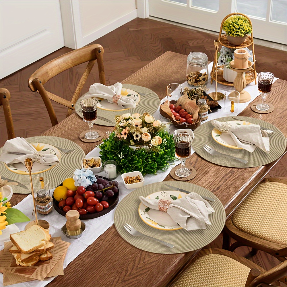 2 Runde Tischsets Western-Design – Hitzebeständig & Rutschfest | Durchmesser 38 Cm | Dunkles Kaffee-Design | Perfekt Für Küche & Grillparty