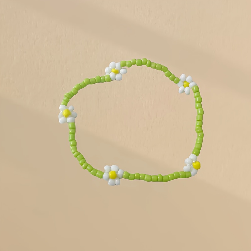 Boho Style Women's Beaded Flower Bracelet for Spring/Summer