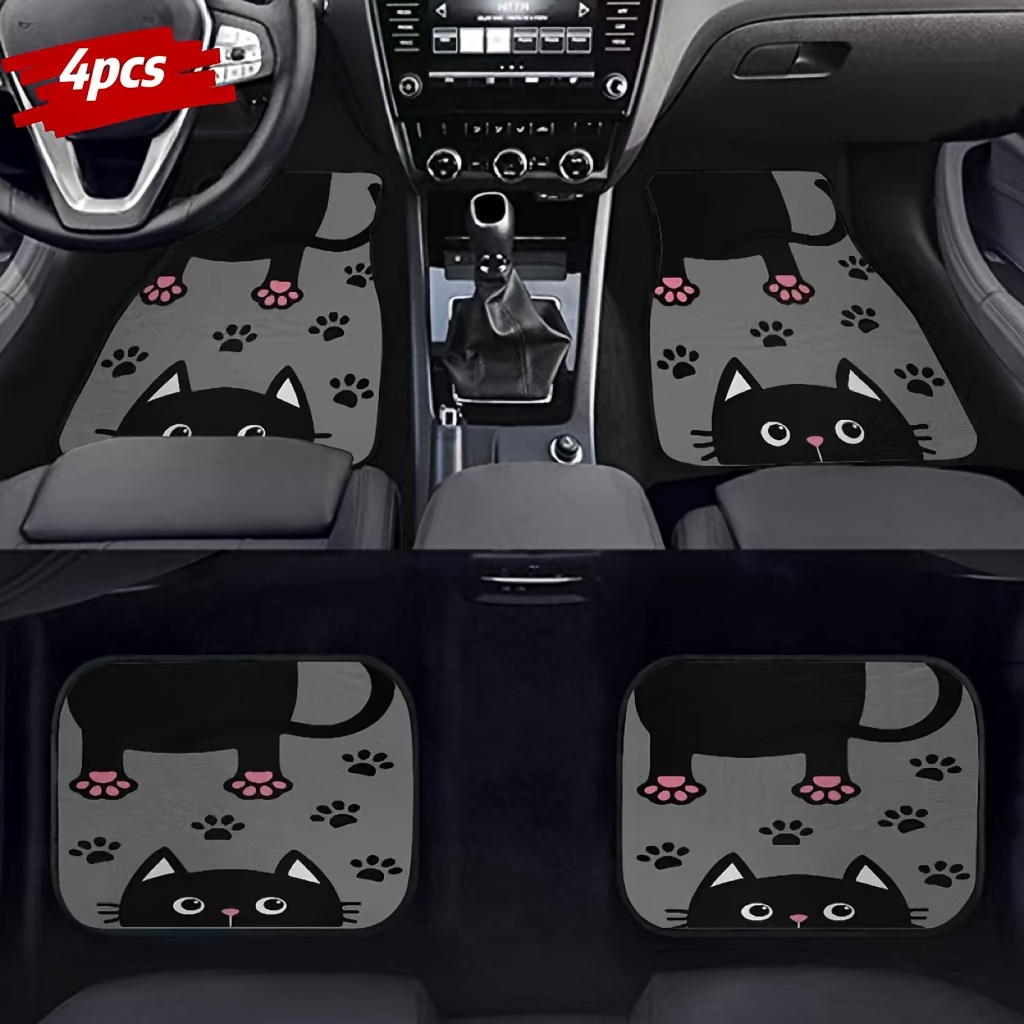 

4pcs Naughty Print Car Floor Mats, Absorbent, Non-slip And Anti-fouling Floor Mats, Suitable For Most Car Front And Rear Seat Carpets, Car Interior Protection Decoration - Perfect Christmas Gift