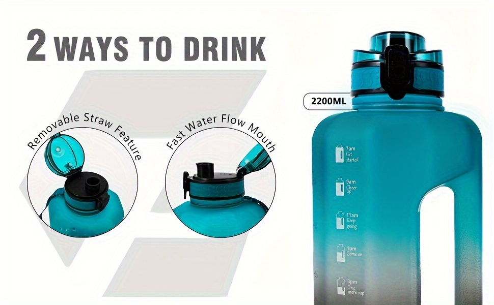 GIFUBOWA Big Water Bottle 2.2 Liters with Handle Large Capacity Water Jug for Gym Fitness