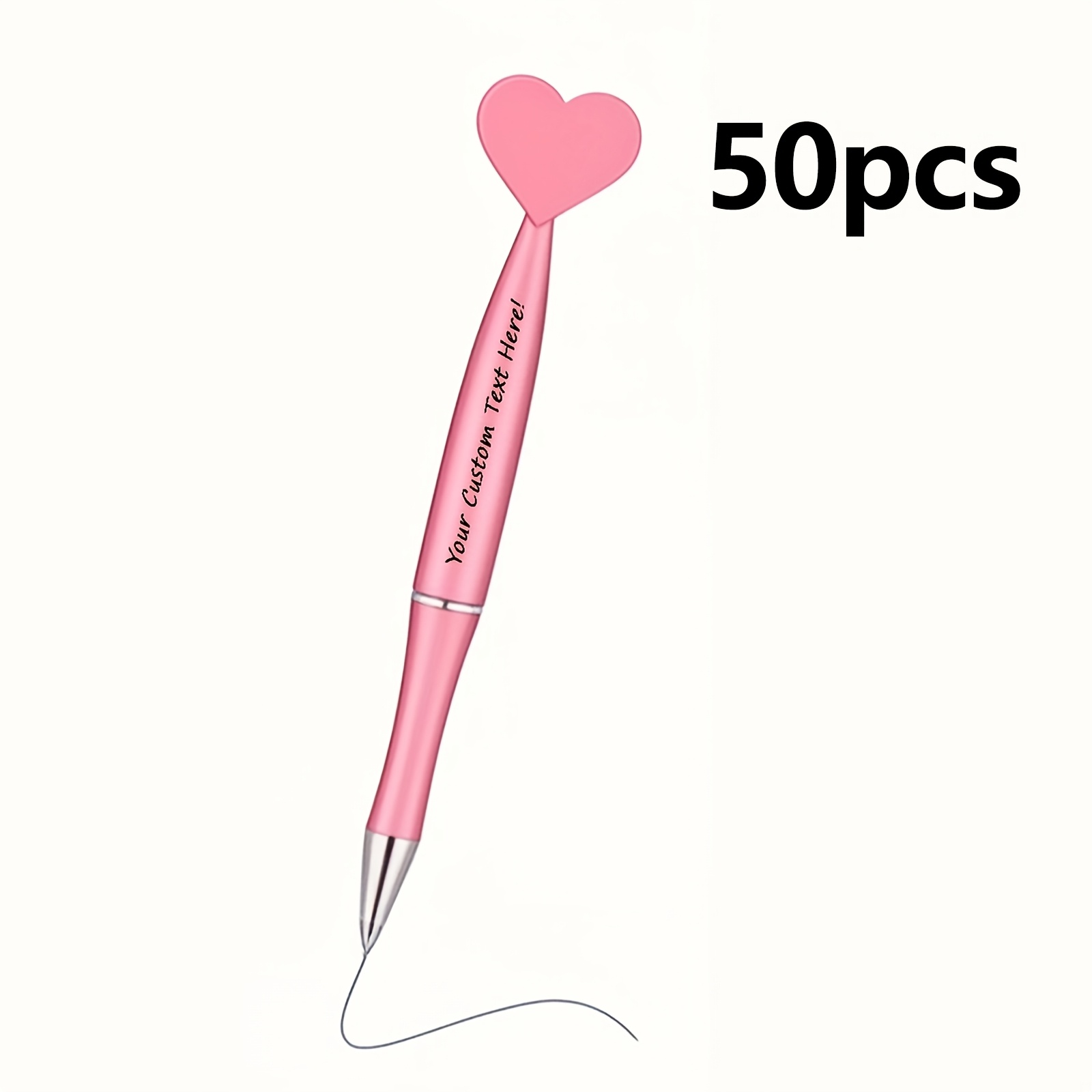 TEMU 50 penne a sfera retrattili personalizzate a forma di , punta fine - Adatte per la scuola, forniture per ufficio, scrittura , libro degli ospiti