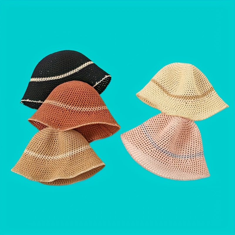Summer Foldable Wide Brim Cap Hollow Out Sun Beach Bucket Fisher Hat  Headgear
