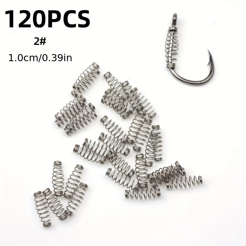 Image of 120pcs Stainless Steel Fishing Hook Springs, Spring Bait Feeders, Suitable For Carp And Bait Fishing Additions