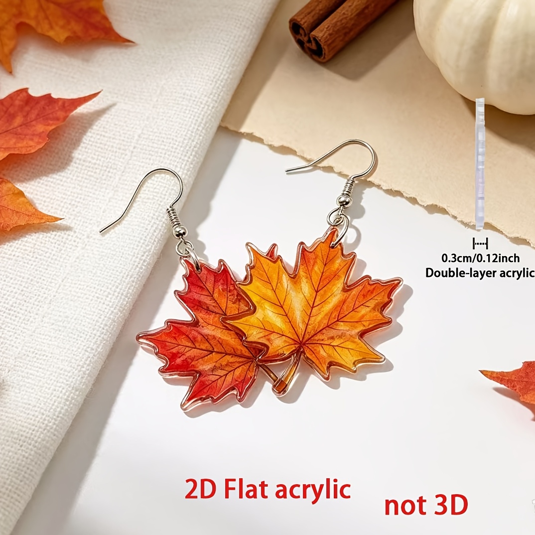 2pc Fall Maple Leaf Dangle Earrings Set