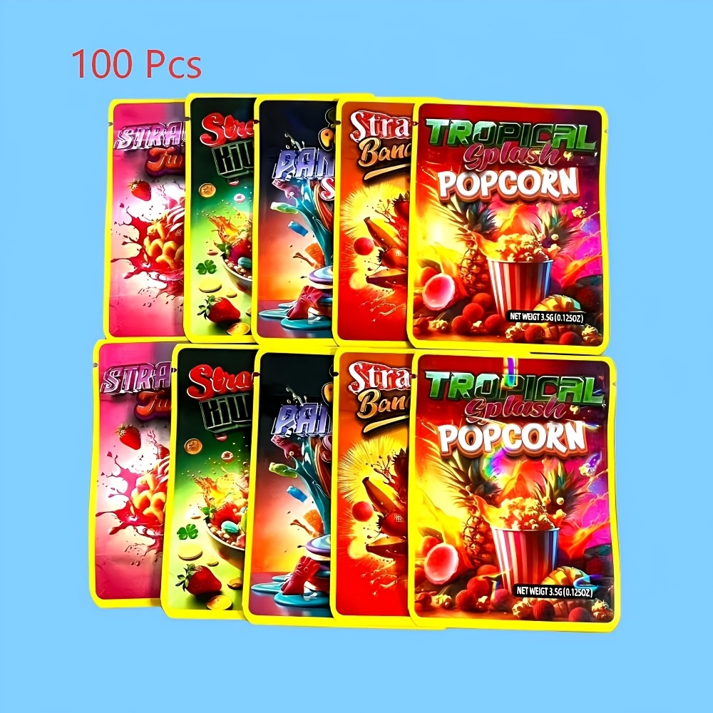 TEMU 100/200pcs Reusable 3d Laser Bags | 3.5g Mix Mylar, Holographic Self-sealing Plastic, Zipper Closure, High Quality & Wrinkle-resistant, Suitable