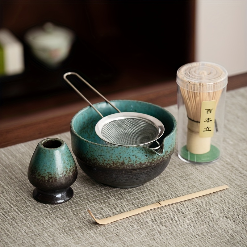 Matcha Tea Set, Japanese Matcha Whisk Set With Pastel Grey