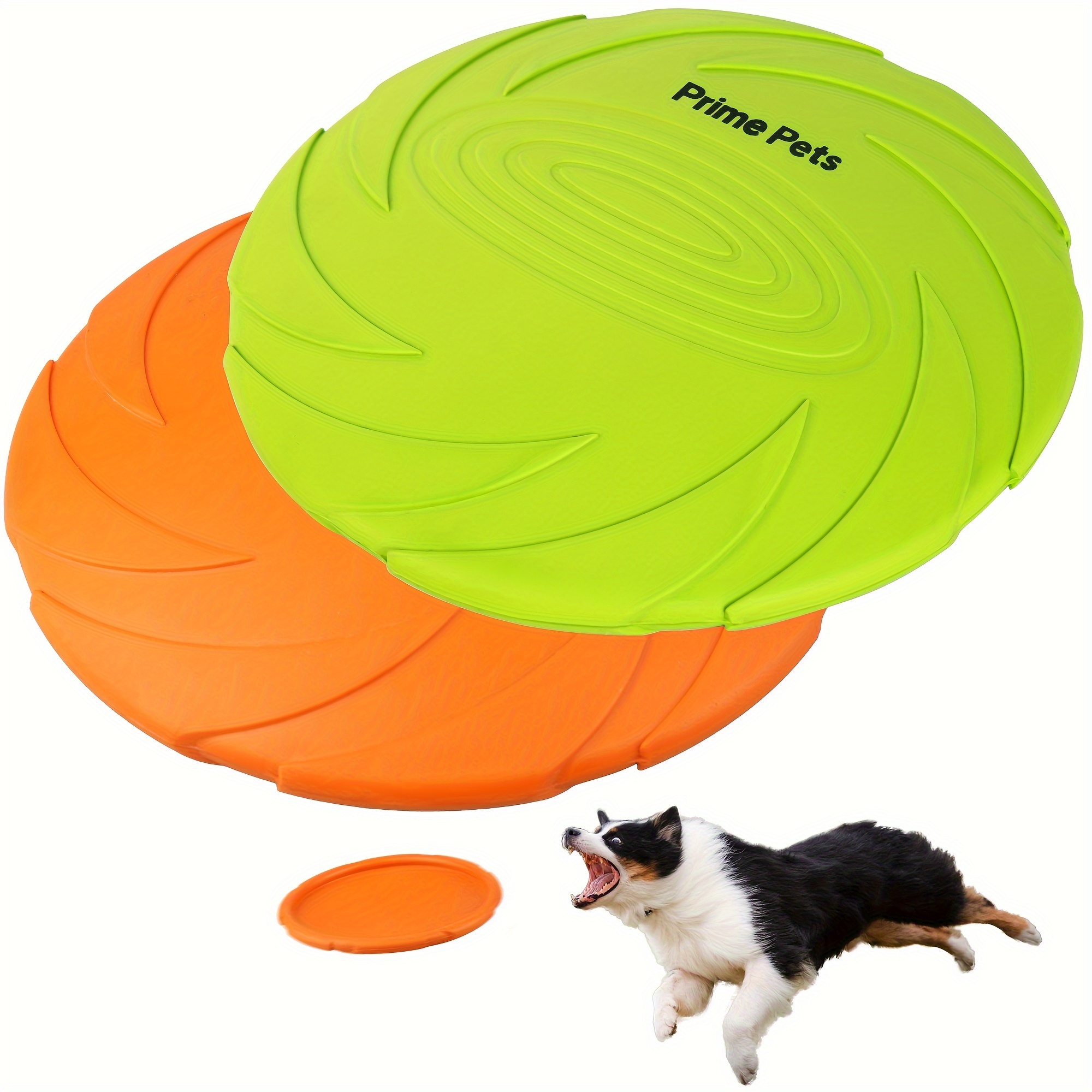 

Dog , 2 Pack, 7 Inch, Dog Toys, Nature Rubber Floating Flying Saucer For Water Pool Beach, Orange And Green