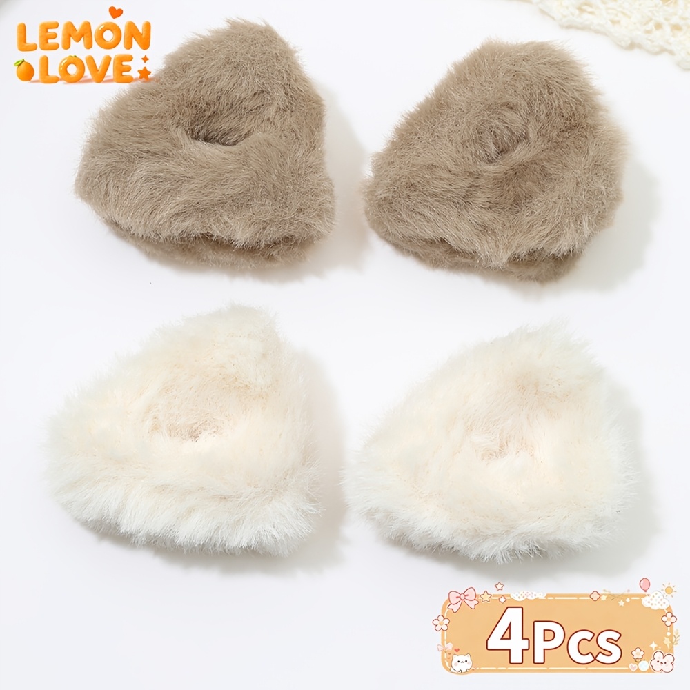 TEMU 4pcs Autumn Winter Cute Plush Cat Ear Hair Clips, Half Updo High Ponytail Hair Clips, Suitable For Women' Wear And Styling