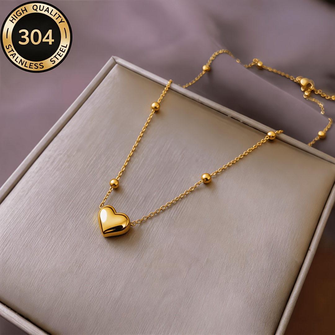 Women's Heart Pendant Titanium Steel Necklace, Minimalist Design