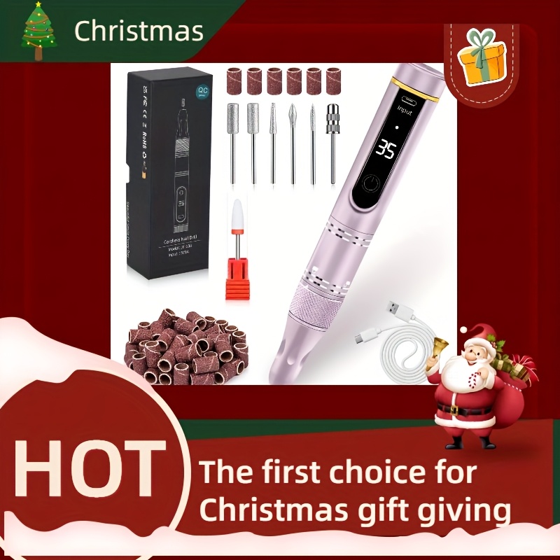 TEMU Cordless For Nail Drill Set, For Nail Drill Professional 35000rpm E Filer For Nails Electric For Nail Drill Wireless For Nail File Drill
