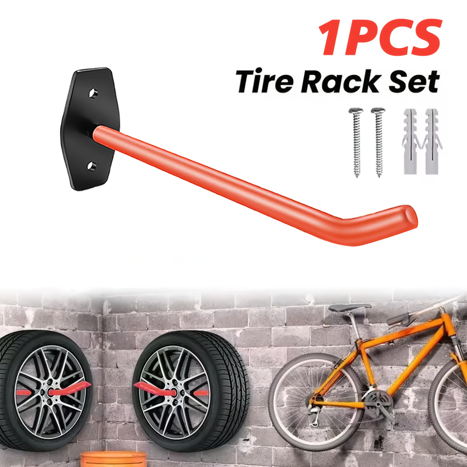 TEMU 1 Heavy-duty Garage Hook, Heavy-duty Hook, Heavy-duty Wall-mounted Hook For Wall Installation, Tire Hook Wall Storage Hook, Tire Storage System