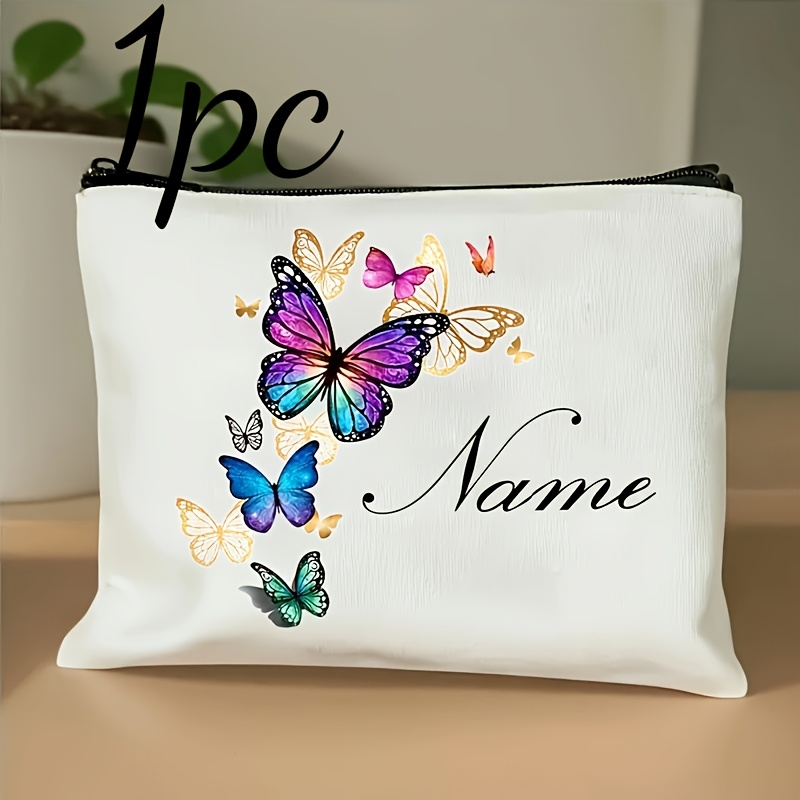 TEMU 1pc/5pcs Custom Name Fashion Vintage Colorful Pattern Makeup Bag - Handbag - Toiletry Bag - Pencil Case - Gift Bag, For Mother, Girlfriend, Best
