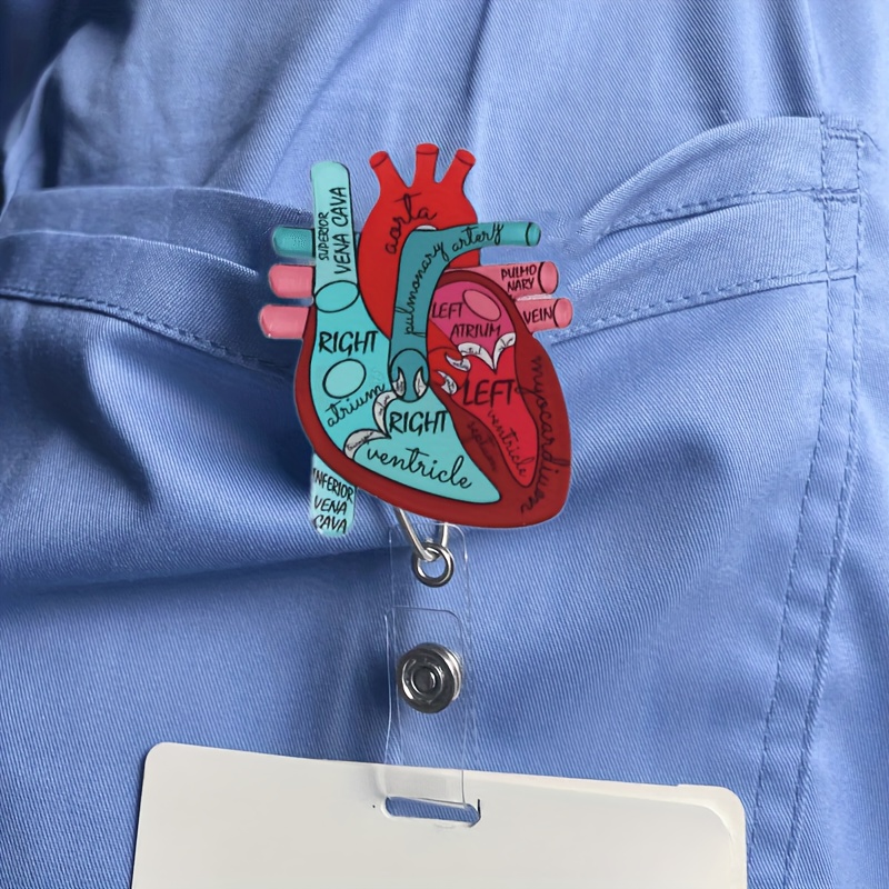 Anatomical Heart Diagram Retractable Badge Reel Stylish - Temu