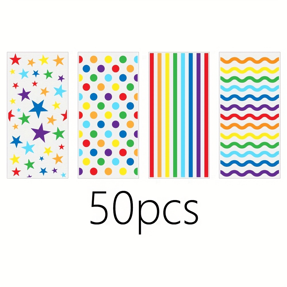 Image of 50 Pack Rainbow Cellophane Bags 10.6 X 5.2 Inch Plastic Bags Gift Bags Goodie Bags With Twist Ties For Valentine, Birthday, Gift Packing Party Favor Supplies Colorful Patterns