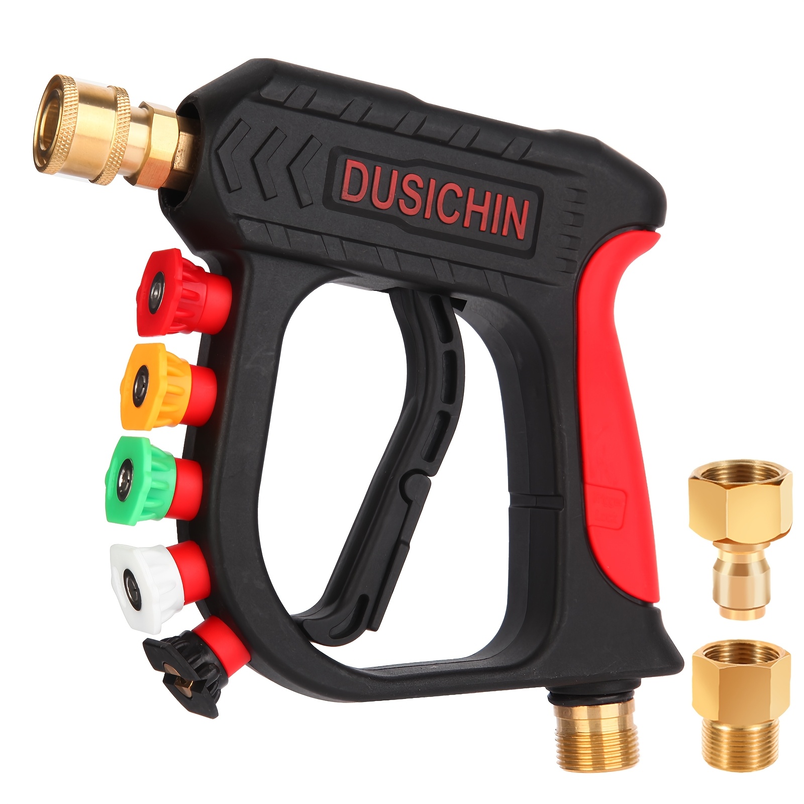 

Dusichin Pressure Washer Foam Cannon With 5 Nozzle Tips - Quick For Car Wash, Includes 1/4" Outlet & M22 Fittings (not For Garden Hose), Short Wand, 3/8'' Fitting, M22-14mm Fitting, M22-15mm Fitting