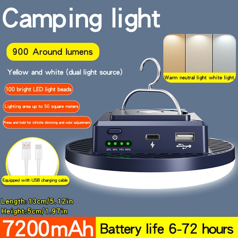 TEMU Led Camping Lights, Rechargeable Lantern For Power Outages - And Equipment For Tent Fishing Hiking Emergency Beach