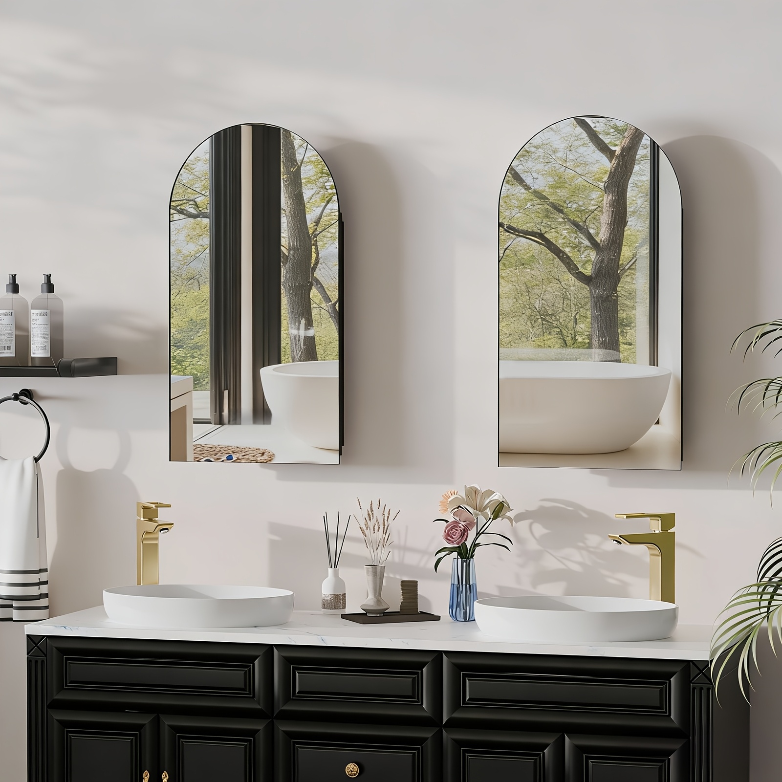 Arched Top Bathroom Wall Cabinet With Mirror Ready Assembled Medicine Storage Cupboard Vanity Organizer For Bathroom