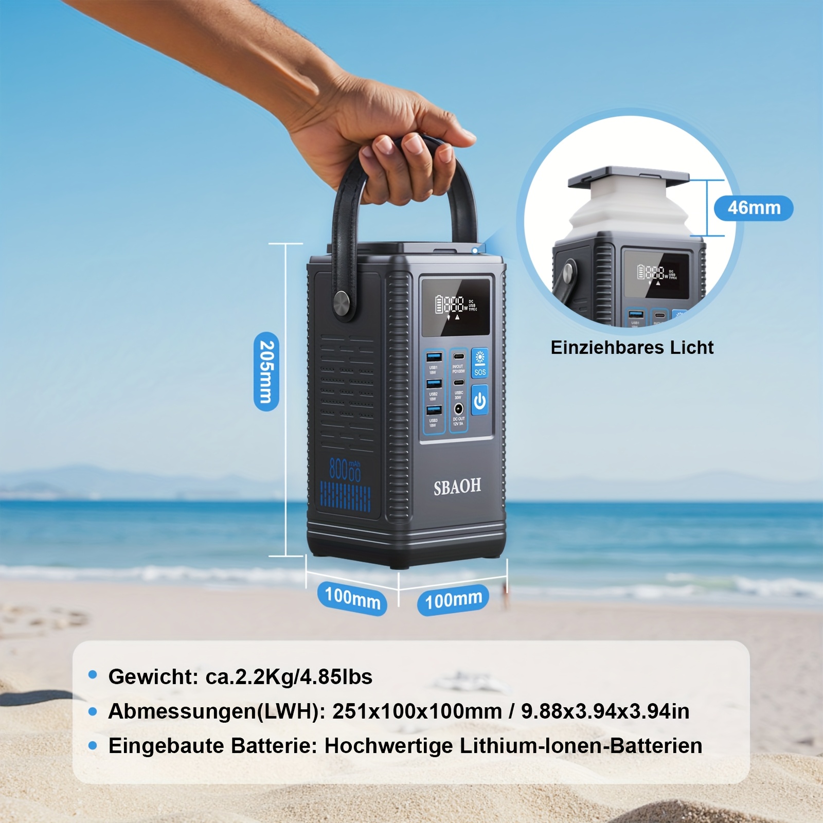 Image of Sbaoh 296wh Large-capacity Power Supply, Lighting, Camping Gear And Equipment, Usb Power Adapter, Can Use Solar Panels, Suitable For Rvs, Camping And Travel