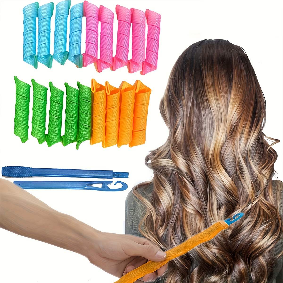 

18pcs Spiral Hair Curlers, Diy Magic Hair Roller Set With Styling Hook, Portable Wavy Hair Curling Iron, Hairdressing Tools Kit For Salon And Home Use