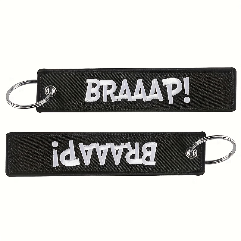 TEMU 2pcs '!' Motorcycle Racing Car Key Chain White Embroidery Key Tag Small Gift Pendant – Perfect Personalized Gift For Keychain Lovers